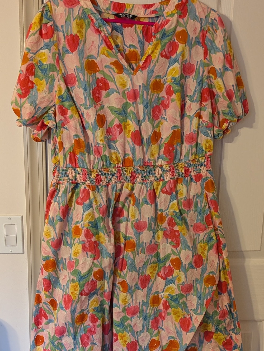 BloomChic Tulip Print Dress in Pink, Yellow, Orange, Green